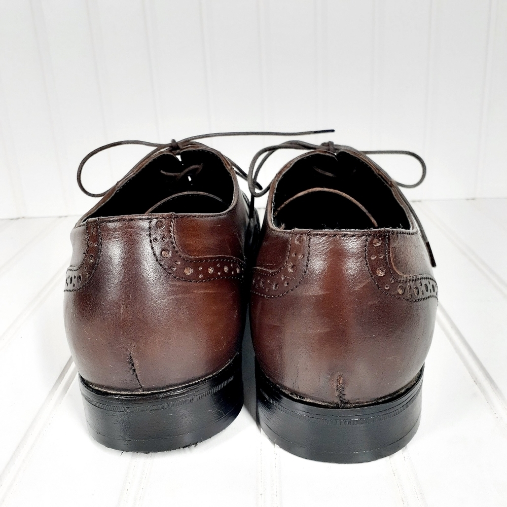 ASOS DESIGN Oxford Brogue Shoes In Brown Leather F910 - Picture 9 of 12